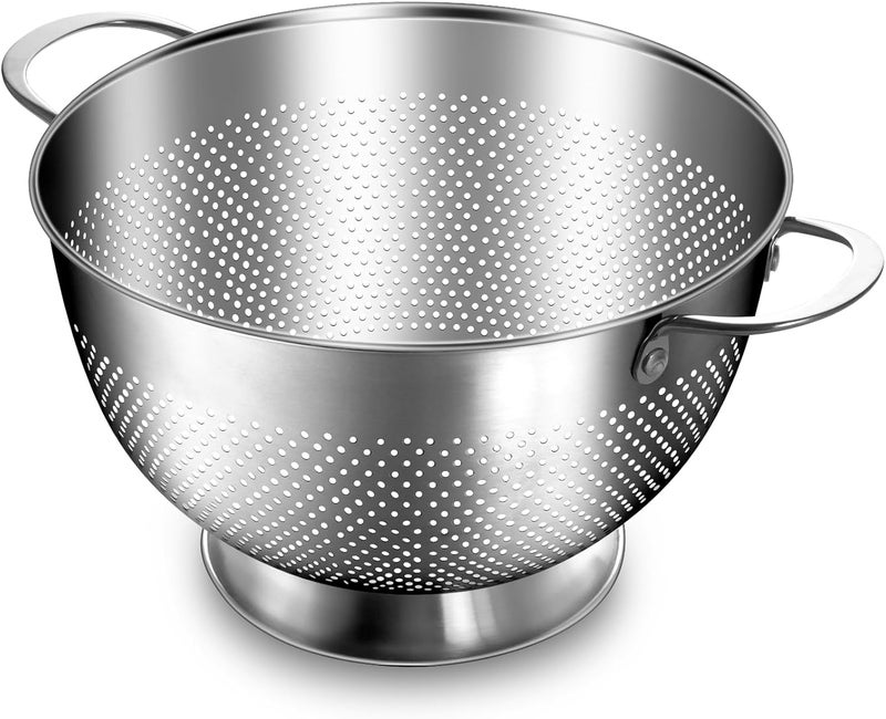 EWFEN Stainless Steel Colander for Kitchen | 5 Quart Durable Rice and Pasta Strainer with Handle | Oversized Handles | Nesting Design | Rust-Resistant & Dishwasher Safe - Image 1